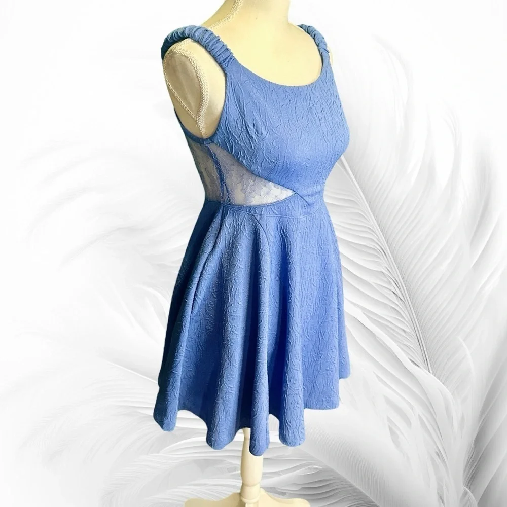 NWOT Free People Femme ‘Brooklyn’ Skater Mini Dress in Cornflower Blue Size XS